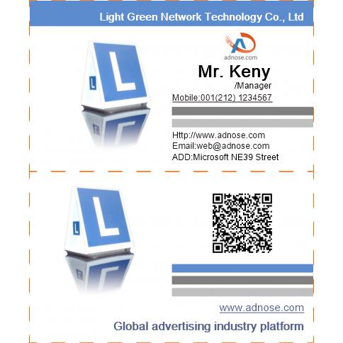 Blue white car dome light business card