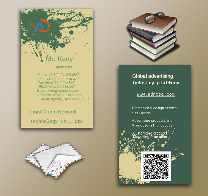 Green individuality ink and wash art  business card6