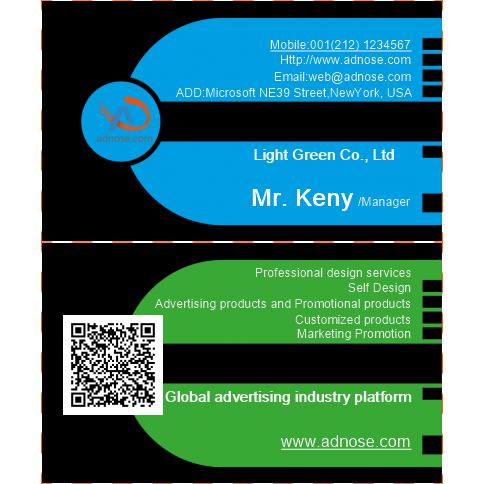 Blue and black business card