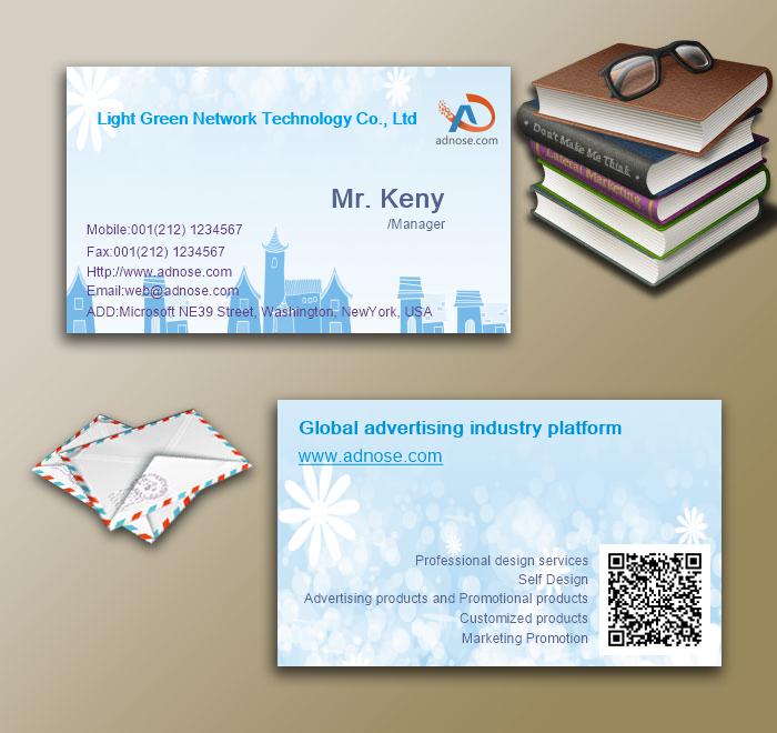 Light blue architectural flower fashion business card3