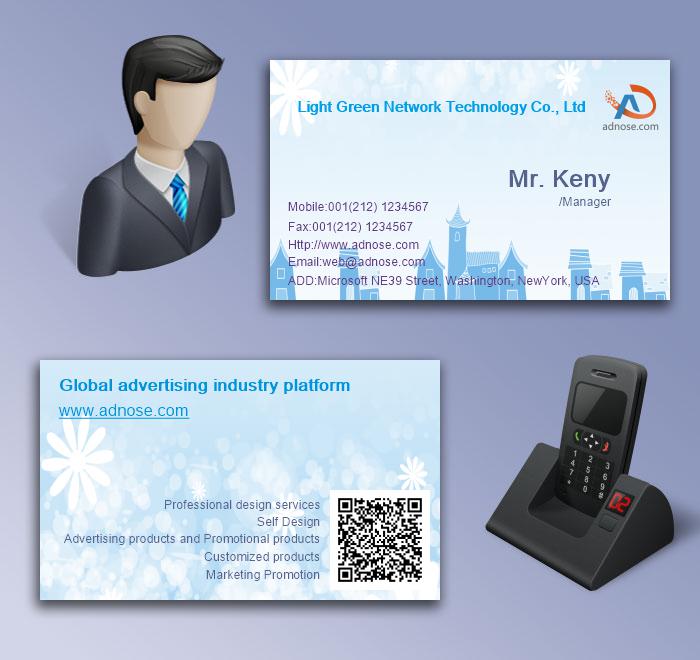 Light blue architectural flower fashion business card5