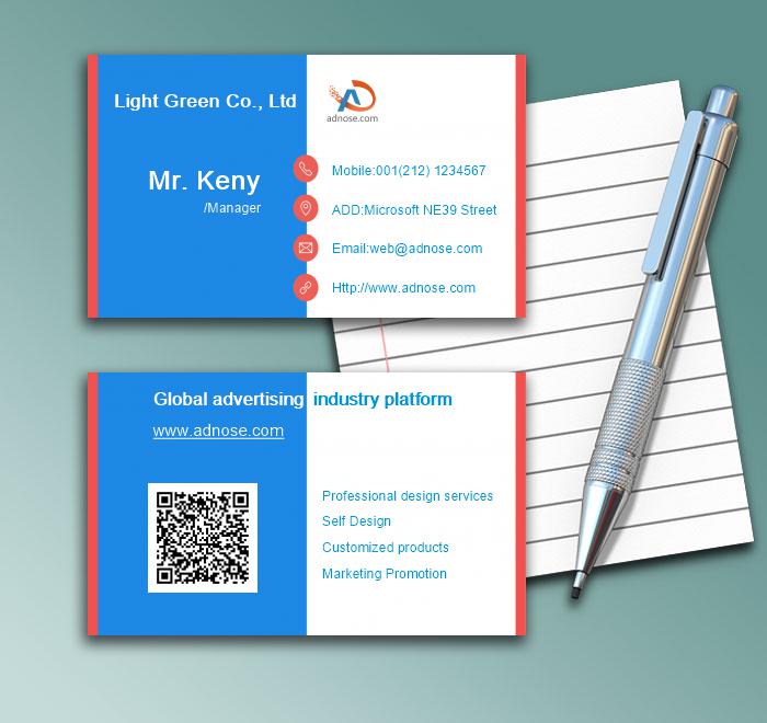 Red edge blue and white business card1