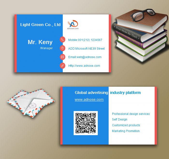 Red edge blue and white business card3