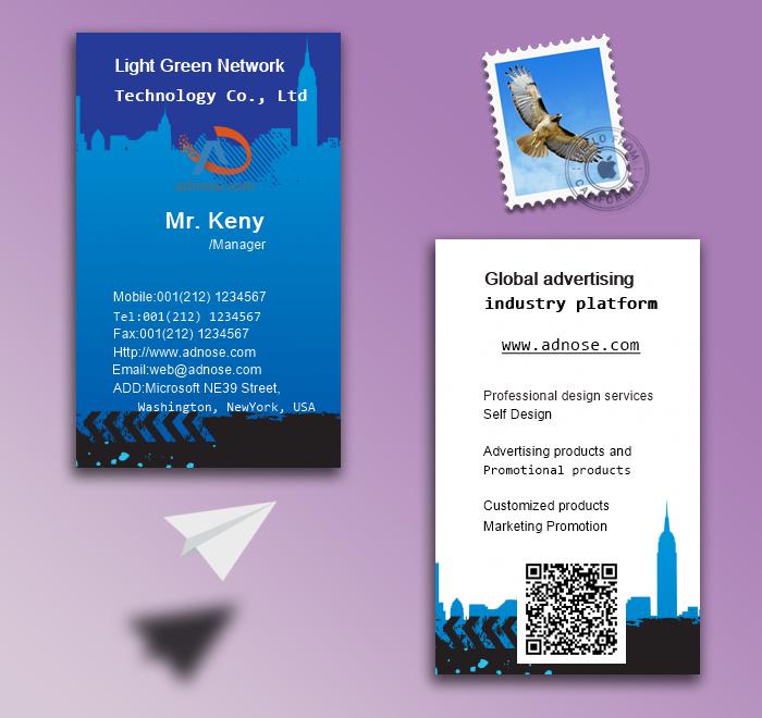 Classic blue background building business card 2
