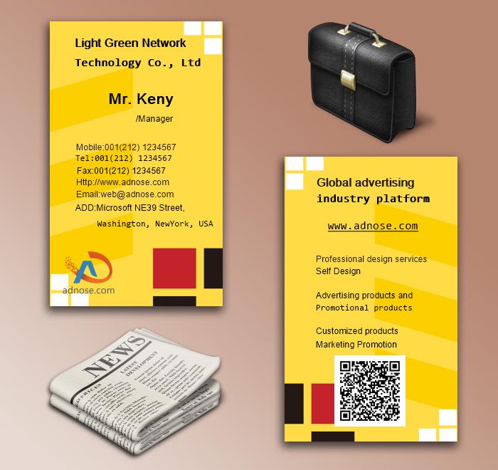 Simple yellow bottom square mosaic advertising business card5