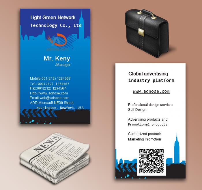 Classic blue background building business card 5