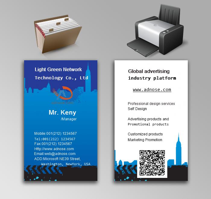 Classic blue background building business card 3